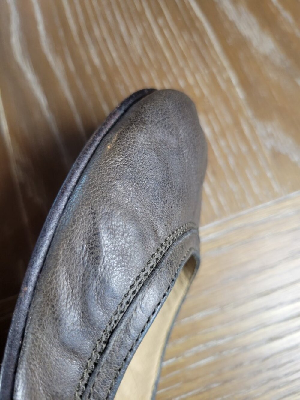 Frye Charcoal Gray Leather Ballet Flats Women's 8.5 B Round Toe Slip On - Picture 4 of 15